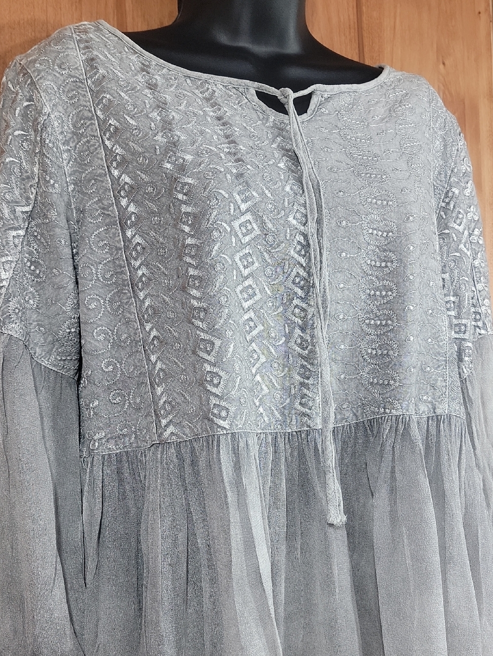 NWT Young Threads Embroidered Peasant Top